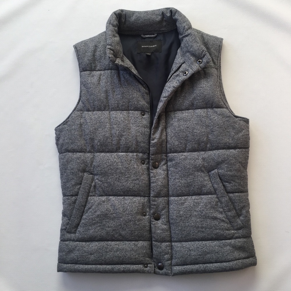 Banana Republic Heather Gray Puff Vest, Like New-S